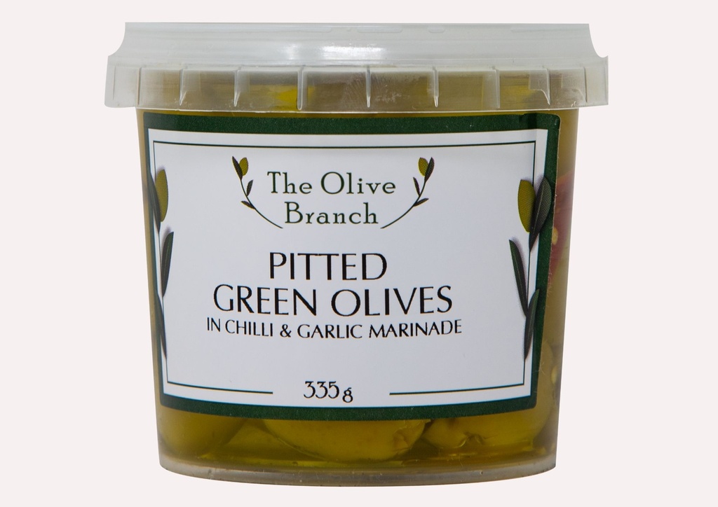 OB Pitted Green Olive Chilli & Garlic 335G